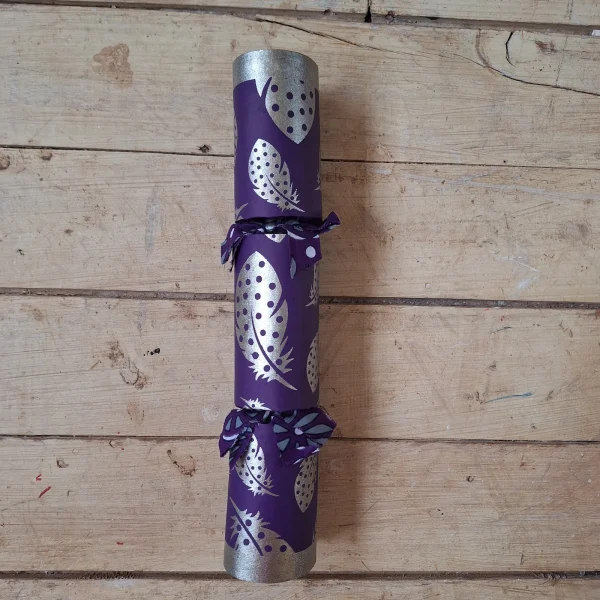 Gold Christmas Cracker 019 (single): purple with gold feathers
