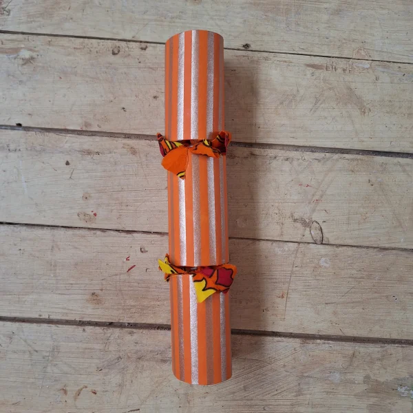 Gold Christmas Cracker 023 (single): orange with gold stripes