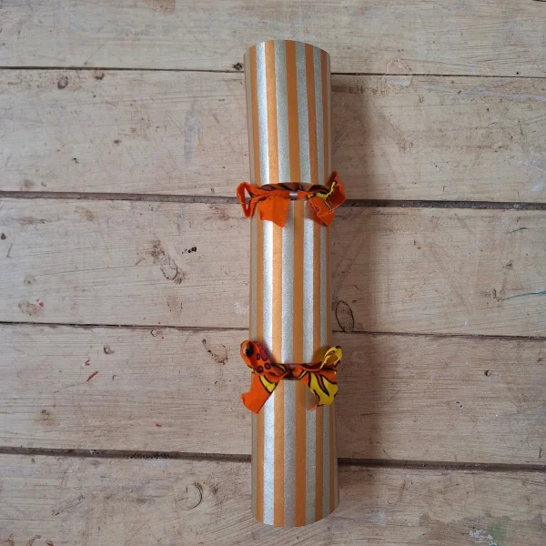 Gold Christmas Cracker 024 (single): gold with orange stripes