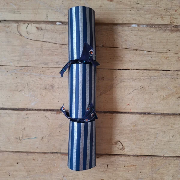 Silver Christmas Cracker 011 (single): navy and silver stripes